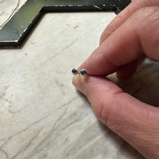 Tiny blue moissanite stud earrings 3mm