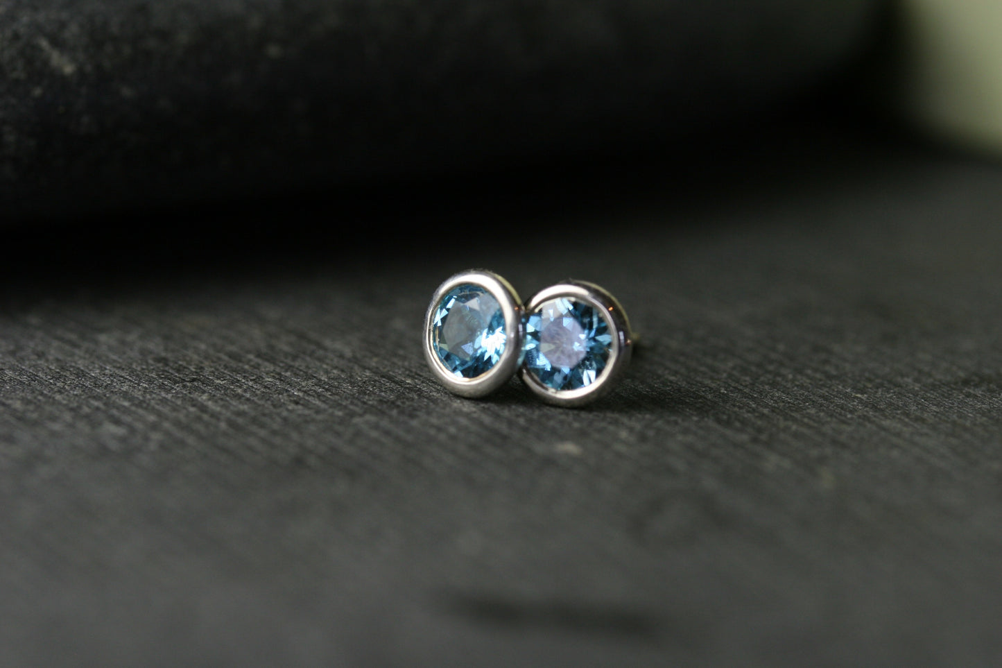 Reserved for Maria - 6mm Swiss Blue Topaz Earrings