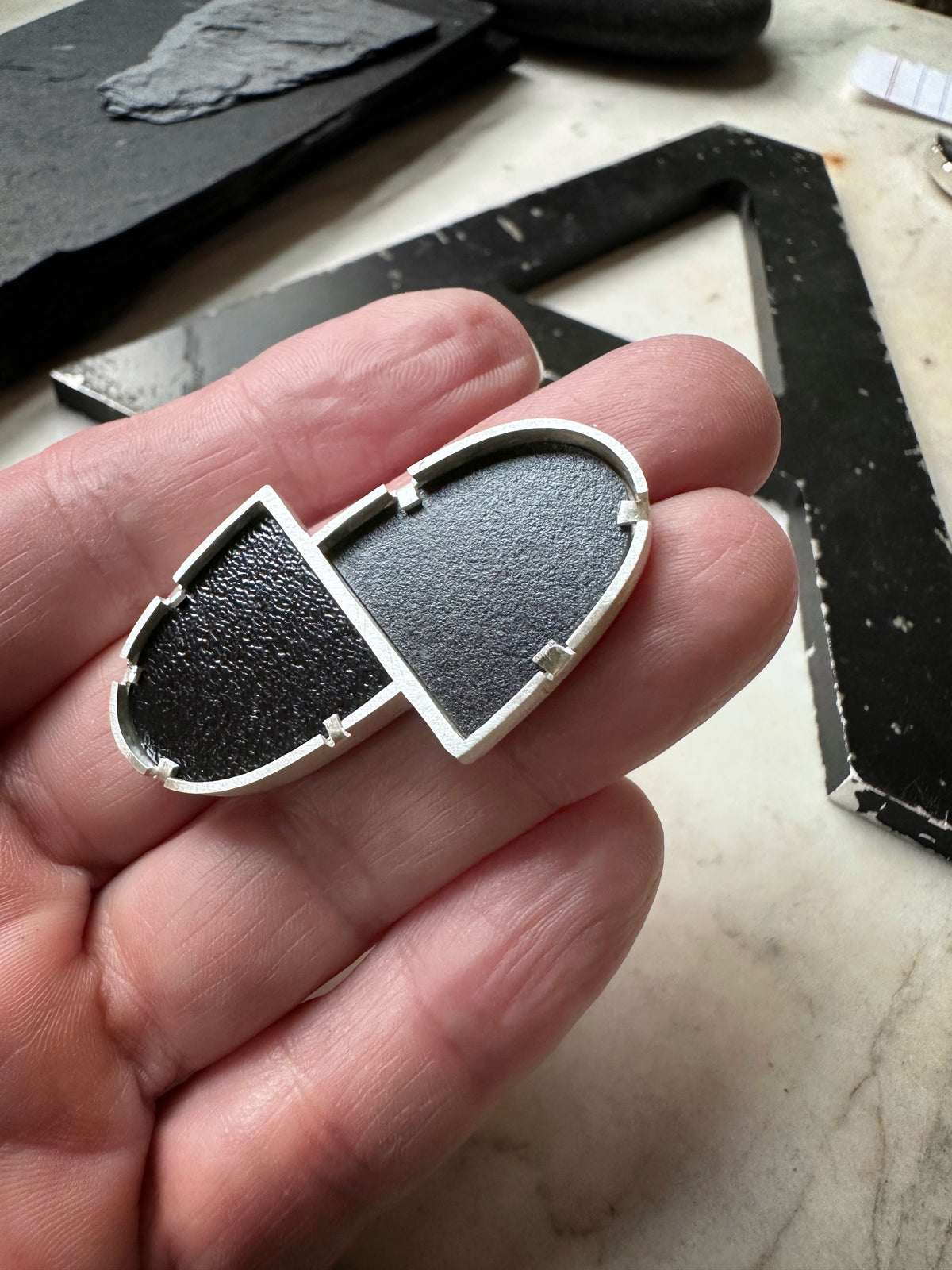 Sterling Silver Kerry James Marshall Inspired Black Formica Brooch #2