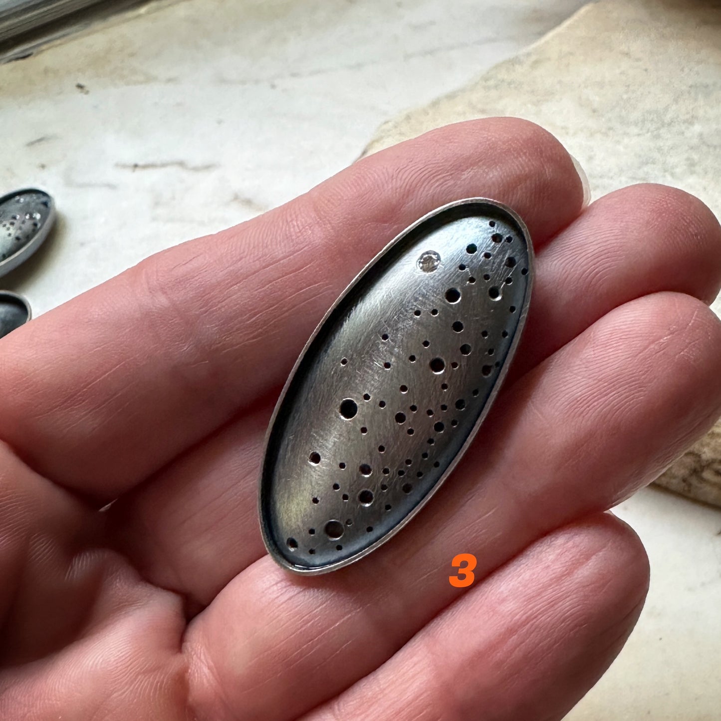 Night Sky brooches with diamonds oxidized sterling silver