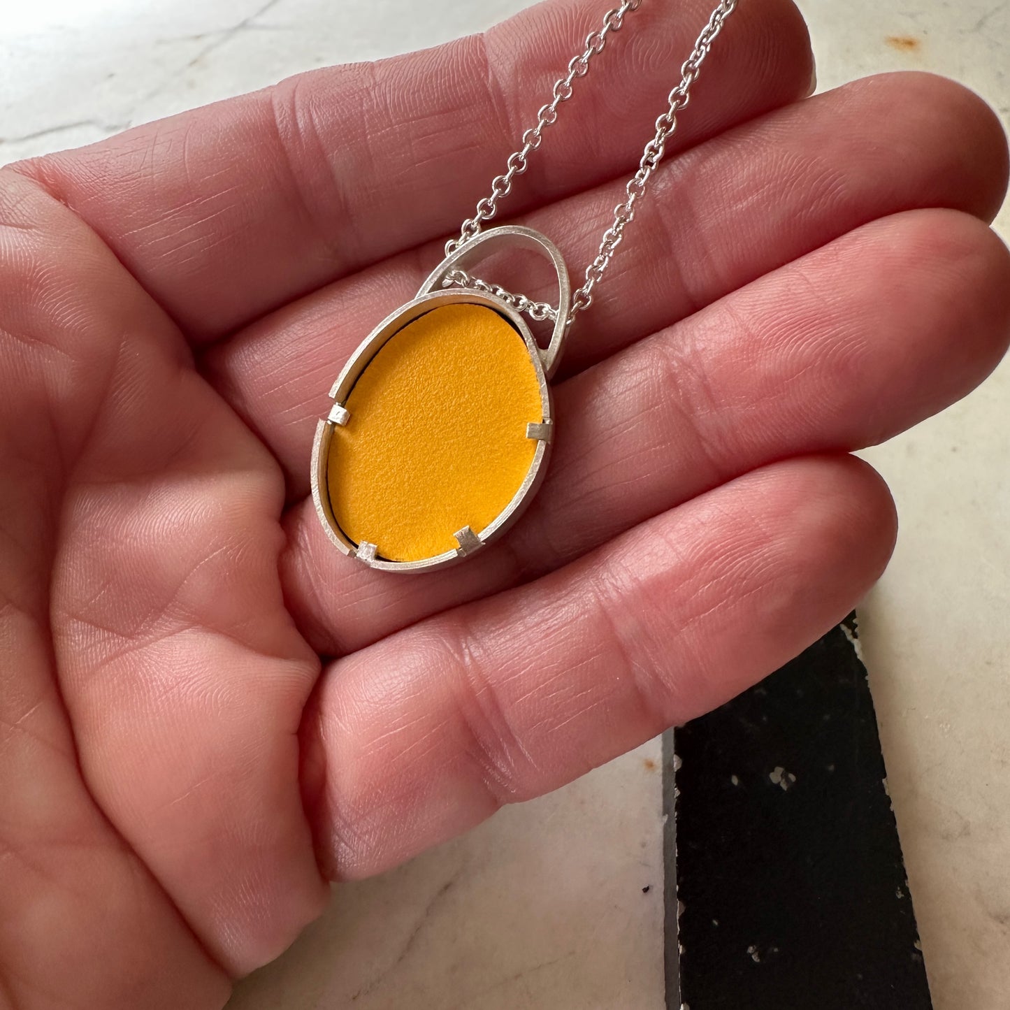 Sterling Silver Yellow Formica Pendant