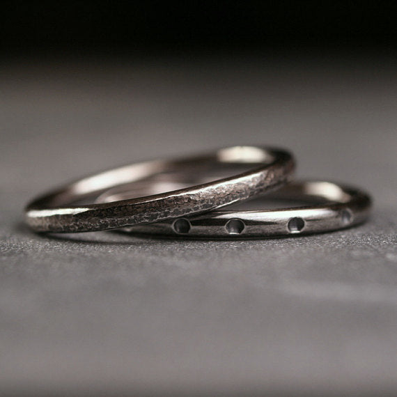 Sterling silver textured stacking rings