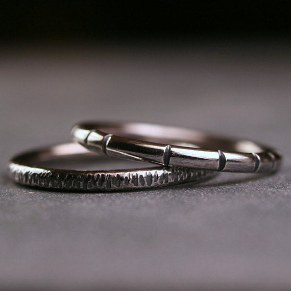 Sterling silver textured stacking rings