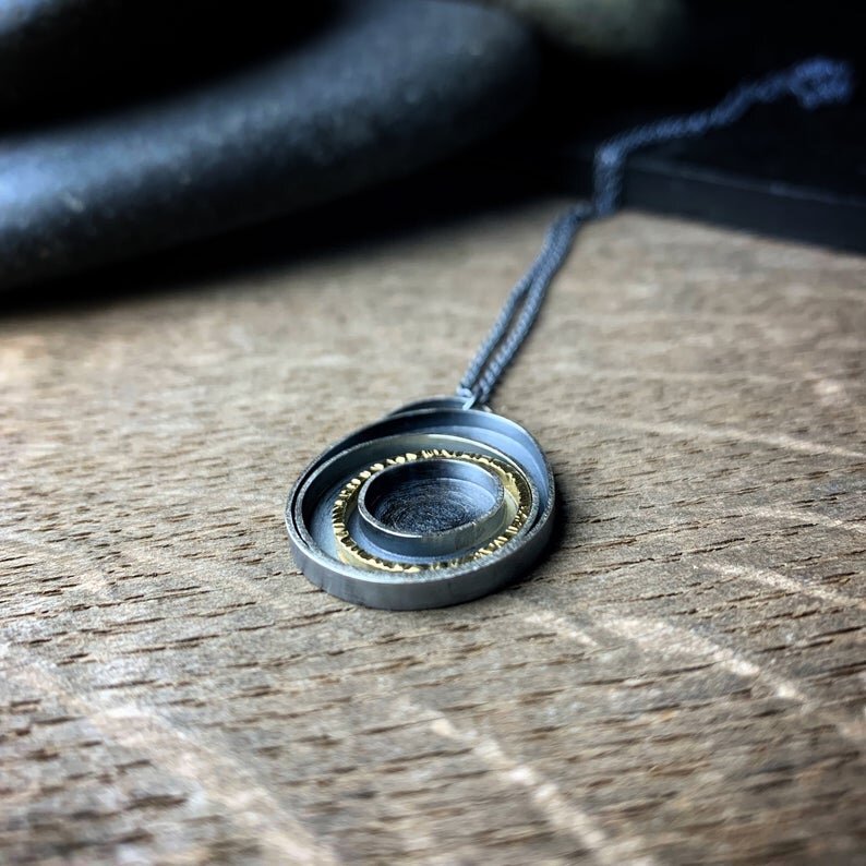 the pendant from the side showing thickness