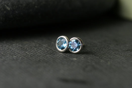 Reserved for Maria - 6mm Swiss Blue Topaz Earrings