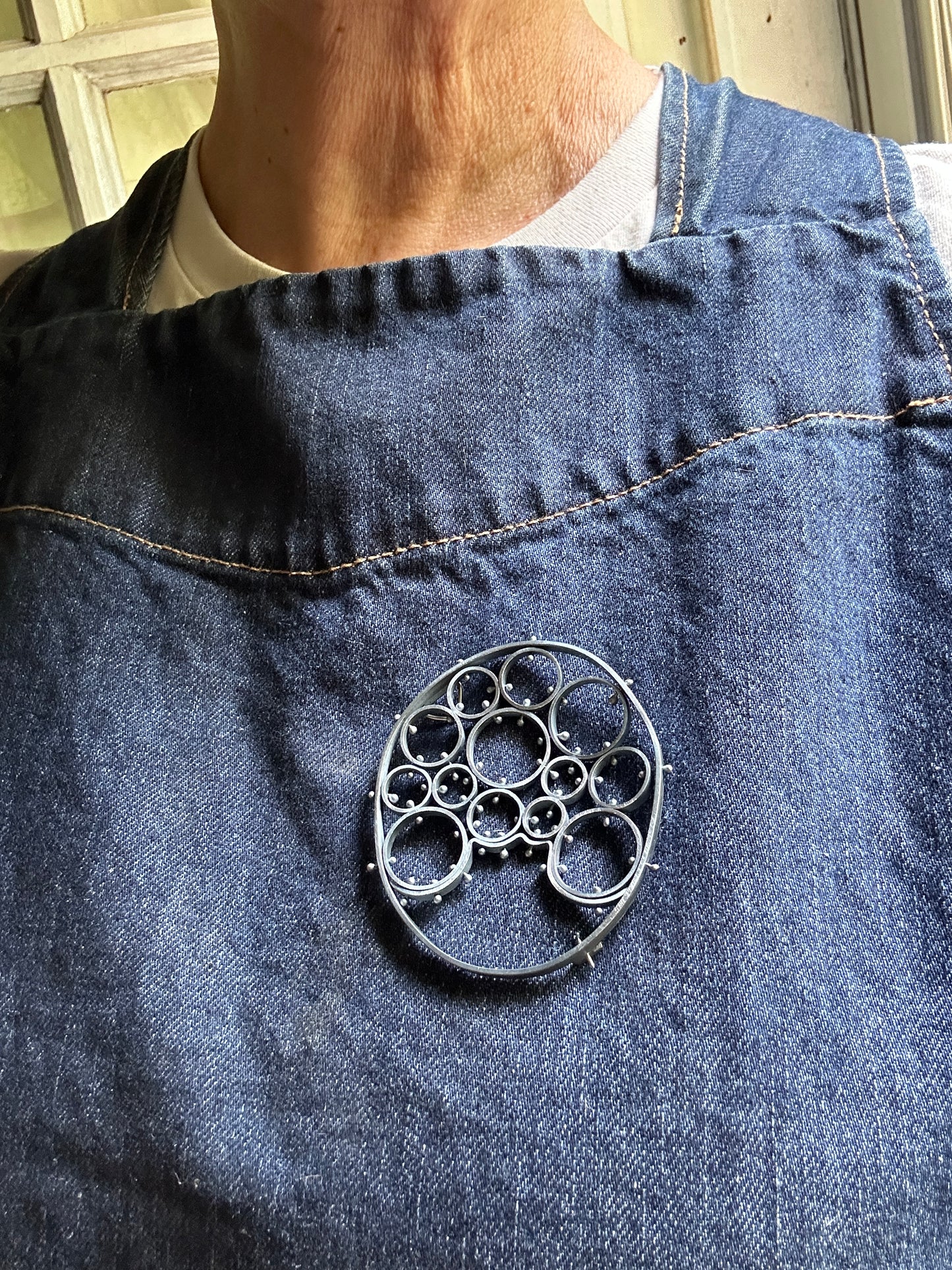 Cell collection brooch - oxidized sterling silver