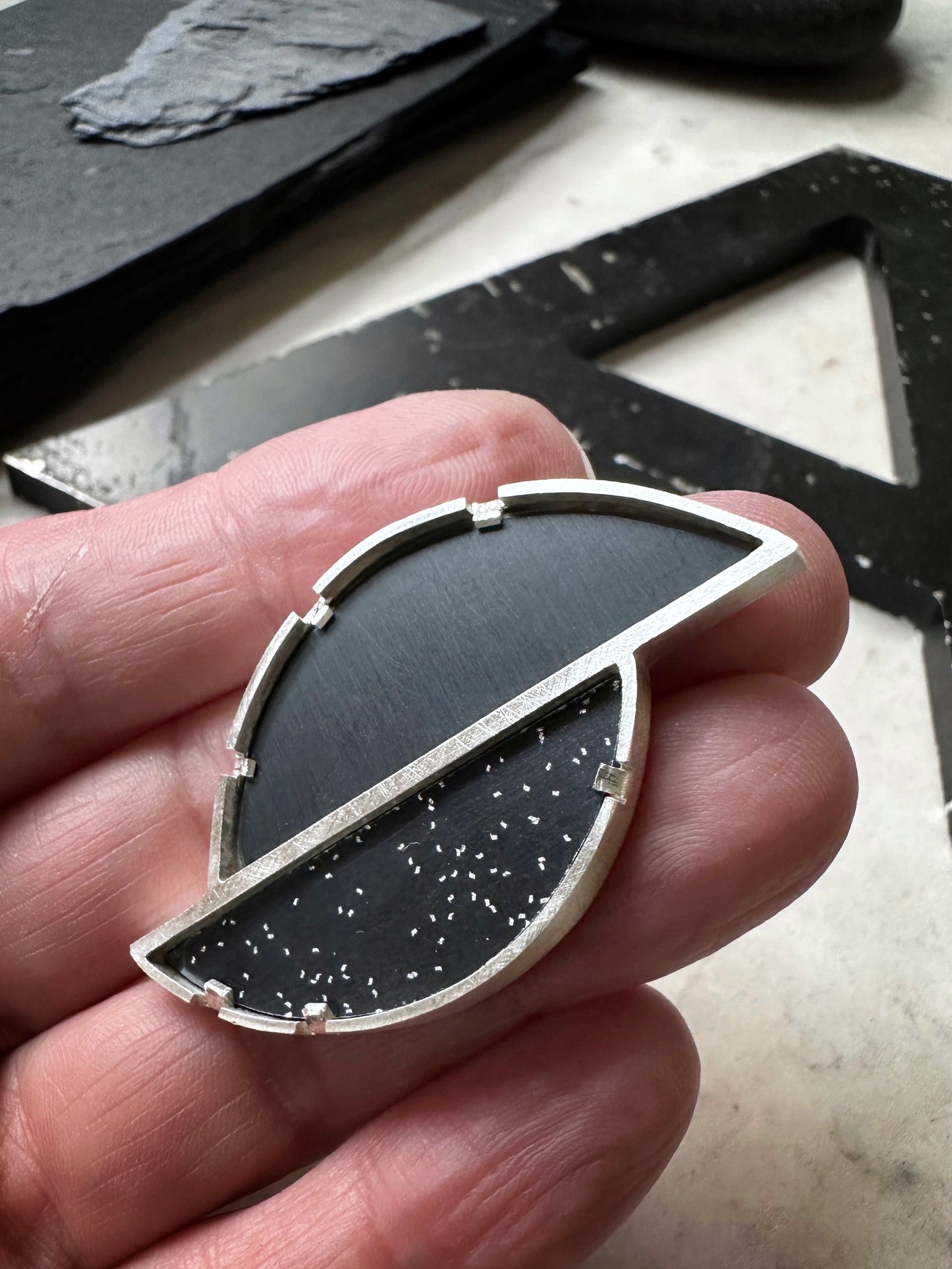 Sterling Silver Kerry James Marshall Inspired Black Formica Brooch #1
