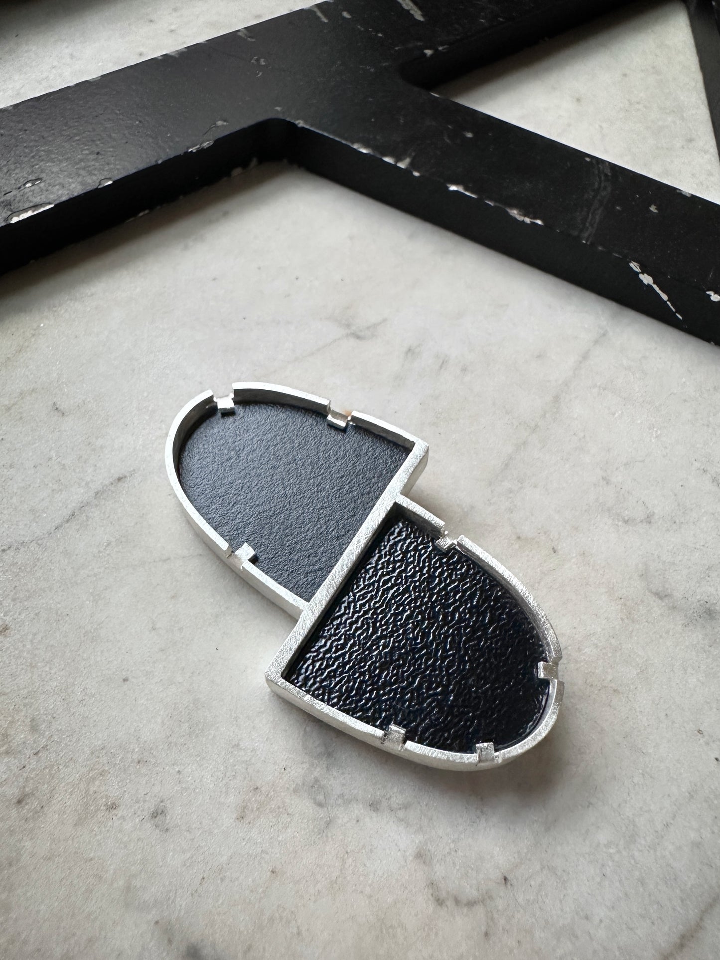 Sterling Silver Kerry James Marshall Inspired Black Formica Brooch #2"