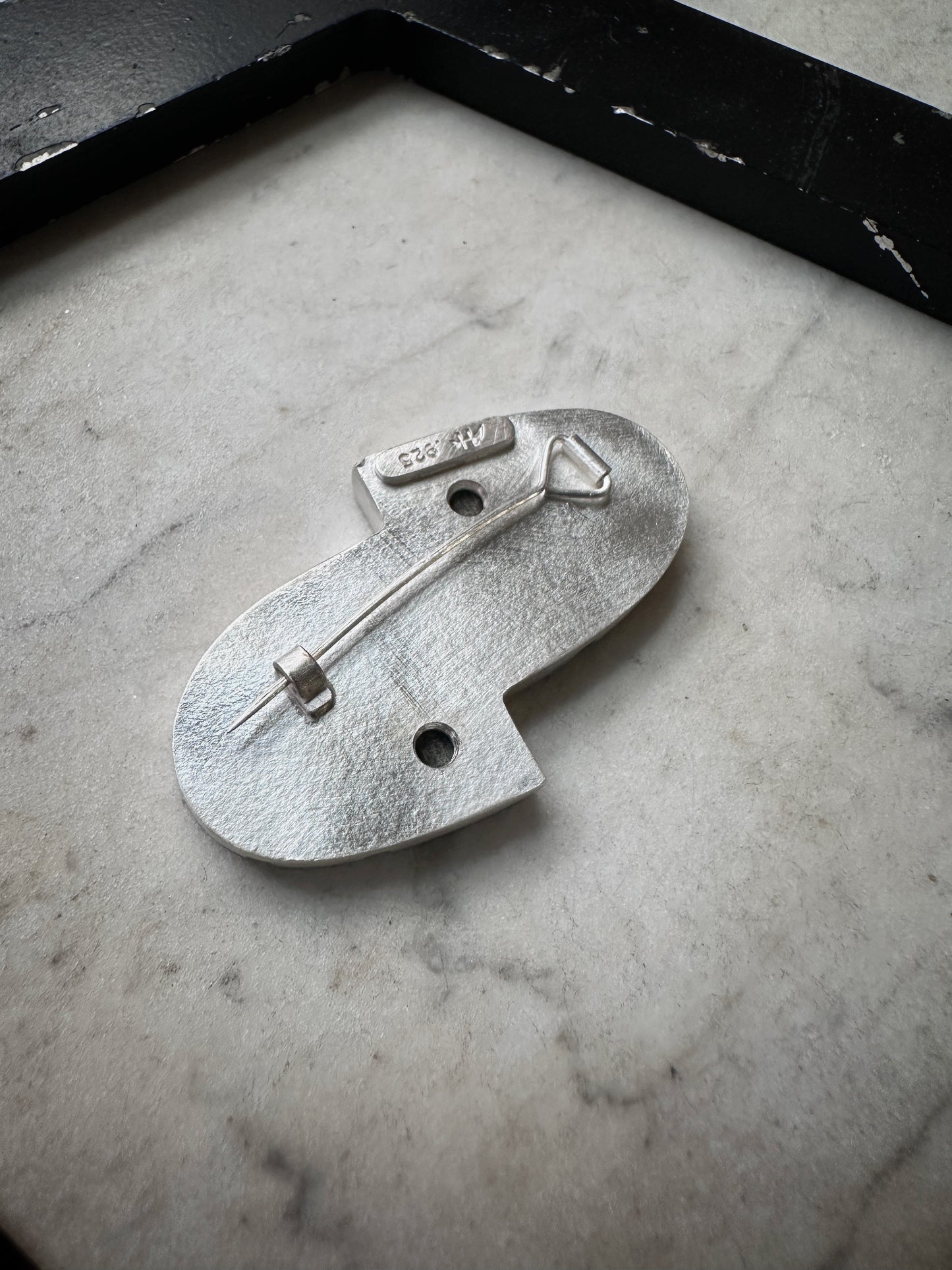 Sterling Silver Kerry James Marshall Inspired Black Formica Brooch #2"