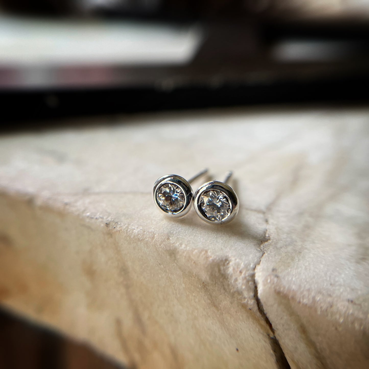 4mm sterling silver bezel set martini studs