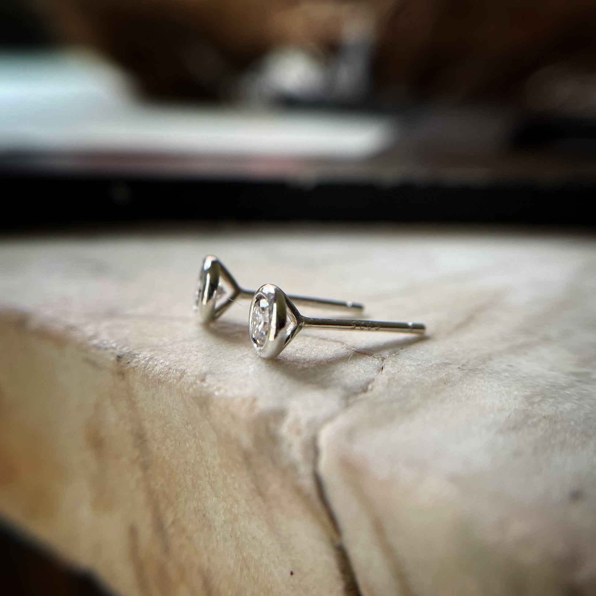 4mm moissanite martini studs shown from the side