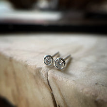 Load image into Gallery viewer, 3mm sterling silver moissanite stud earrings
