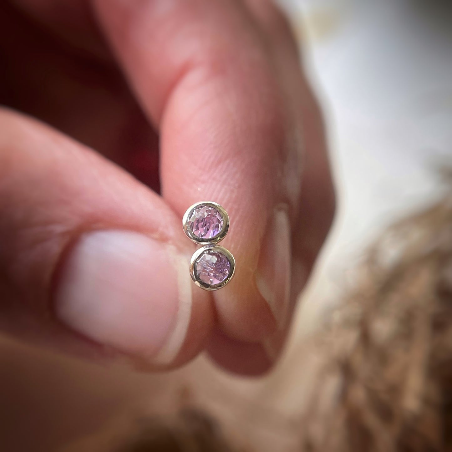 Tiny amethyst earrings in sterling silver