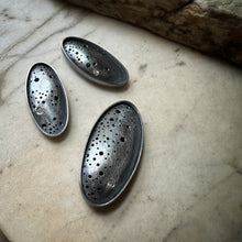 Load image into Gallery viewer, Night Sky brooches with diamonds oxidized sterling silver
