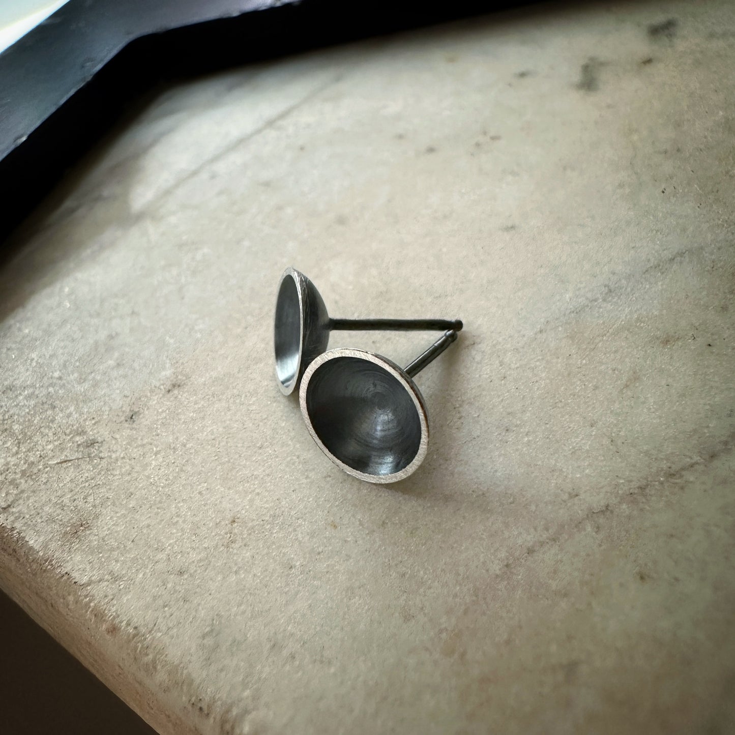Oxidized Sterling Silver Cup Studs