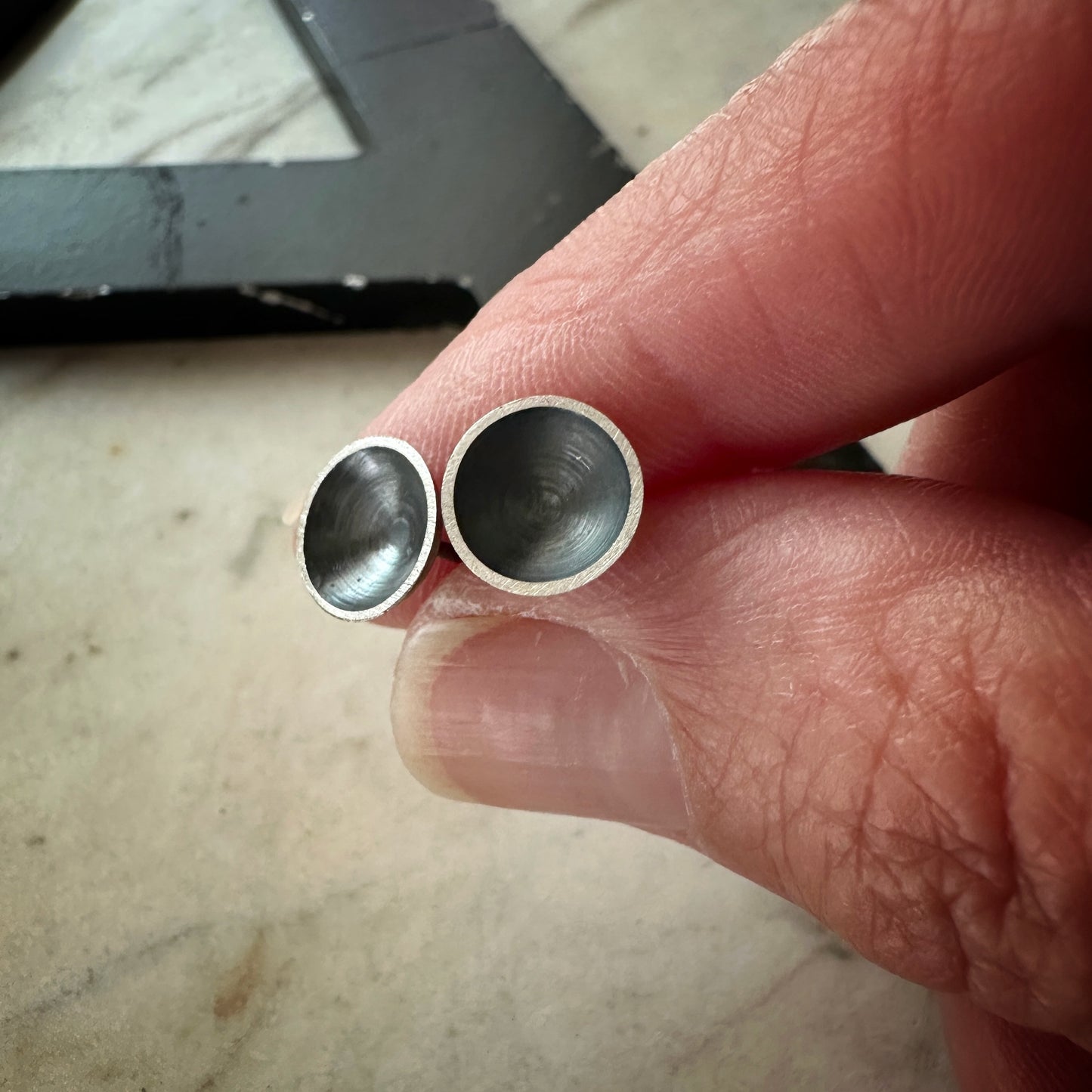 Oxidized Sterling Silver Cup Studs