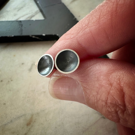 Oxidized Sterling Silver Cup Studs