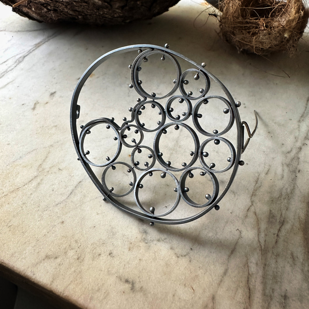 Cell collection brooch - oxidized sterling silver