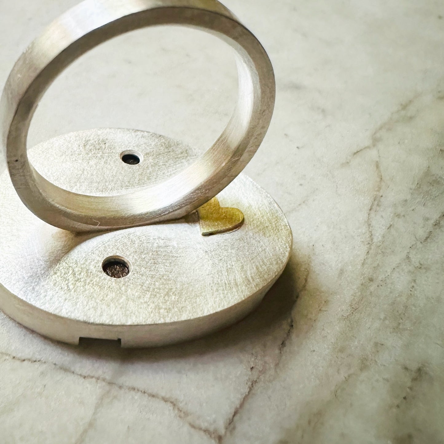 Sterling Silver Orange and Turquoise Formica Ring