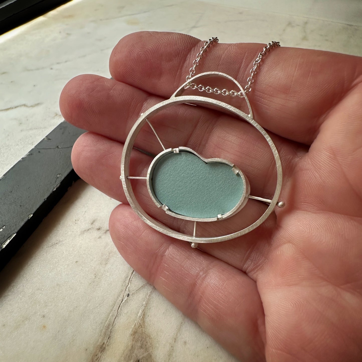 Sterling Silver Light Blue Atomic Formica Pendant
