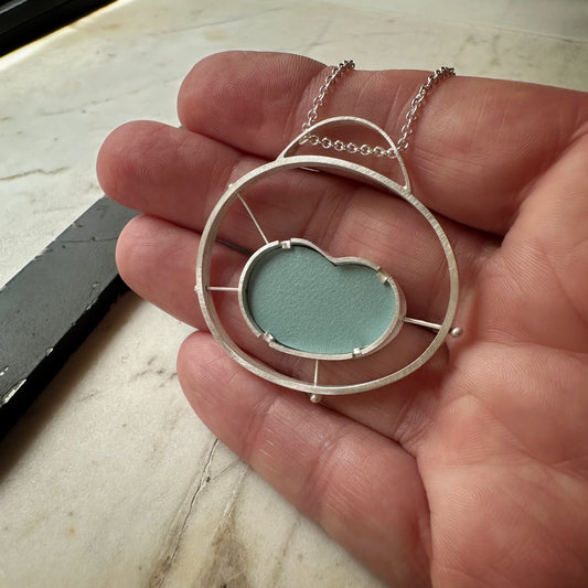 Sterling Silver Light Blue Atomic Formica Pendant