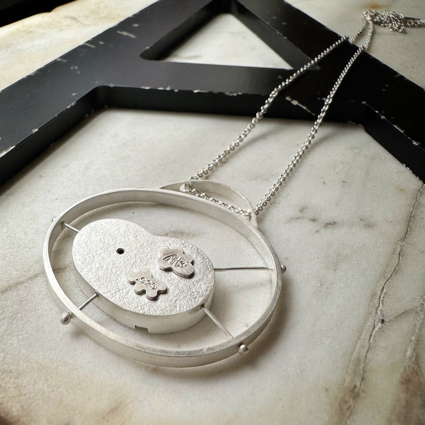 Sterling Silver Light Blue Atomic Formica Pendant