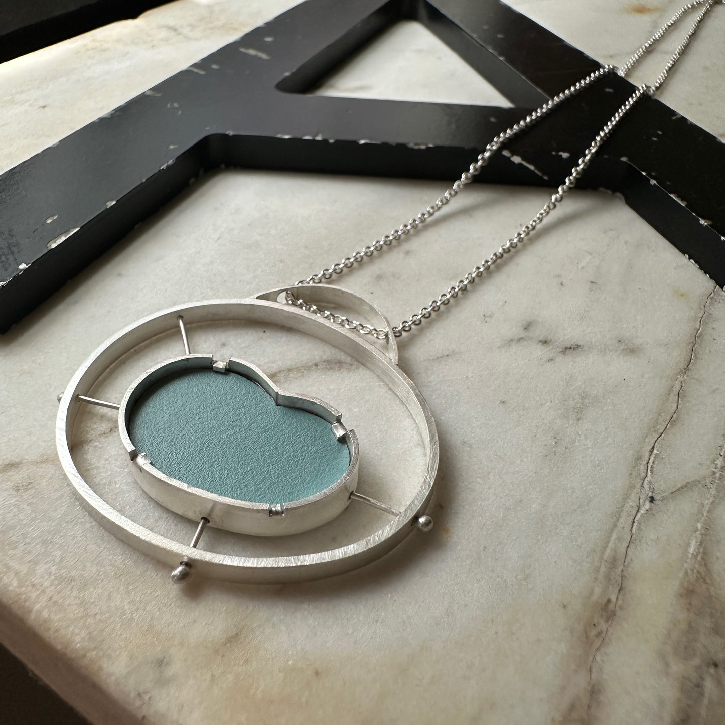 Sterling Silver Light Blue Atomic Formica Pendant