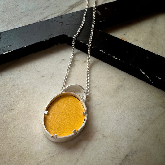 Sterling Silver Yellow Formica Pendant