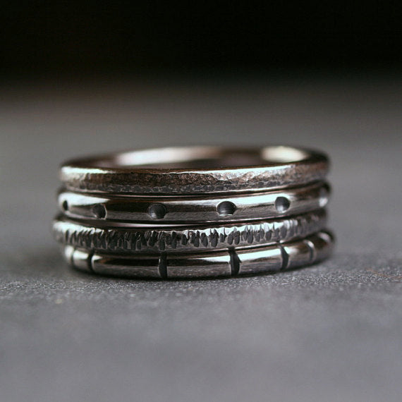 Sterling silver textured stacking rings