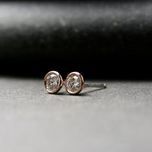 Load image into Gallery viewer, 14k rose gold bezel set Moissanite stud earrings
