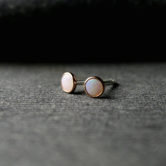 Australian opals bezel set in 14k rose gold