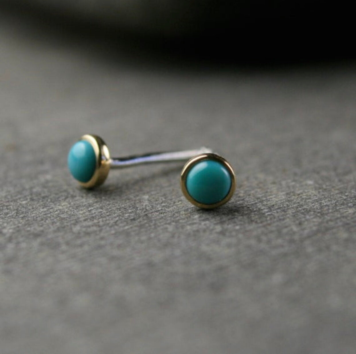 Tiny untreated turquoise studs 3mm