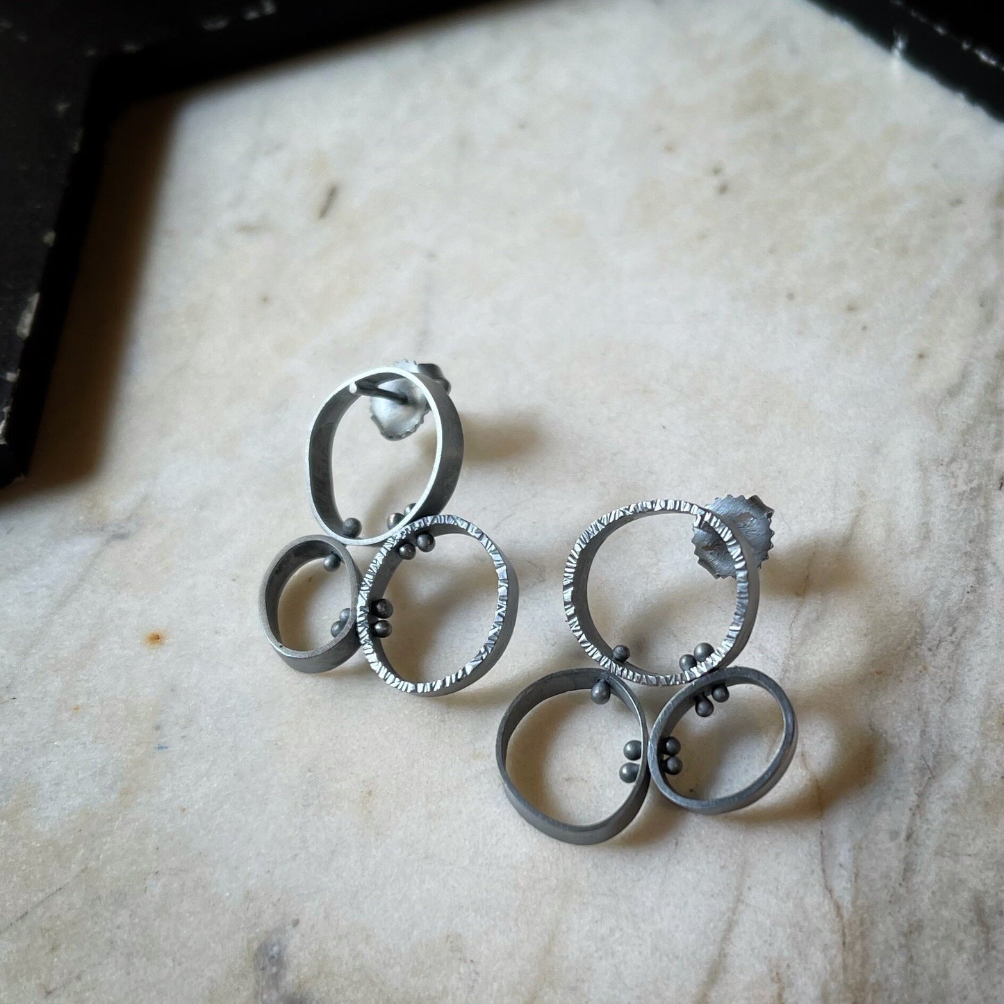 Three cell modern post earrings