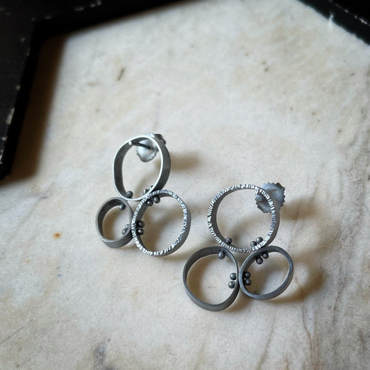 Three cell modern post earrings