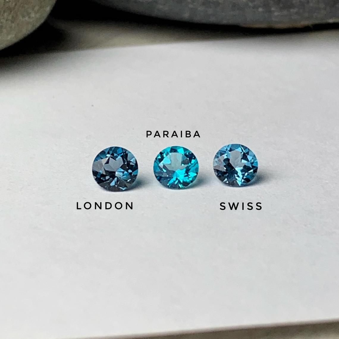 Swiss blue topaz martini studs