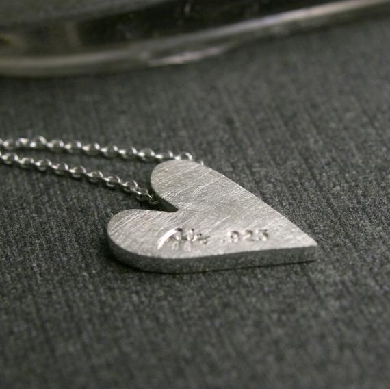 Sterling silver tiny dot heart pendant