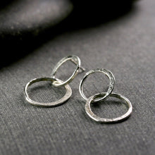 Load image into Gallery viewer, Sterling silver hammered double hoop earrings
