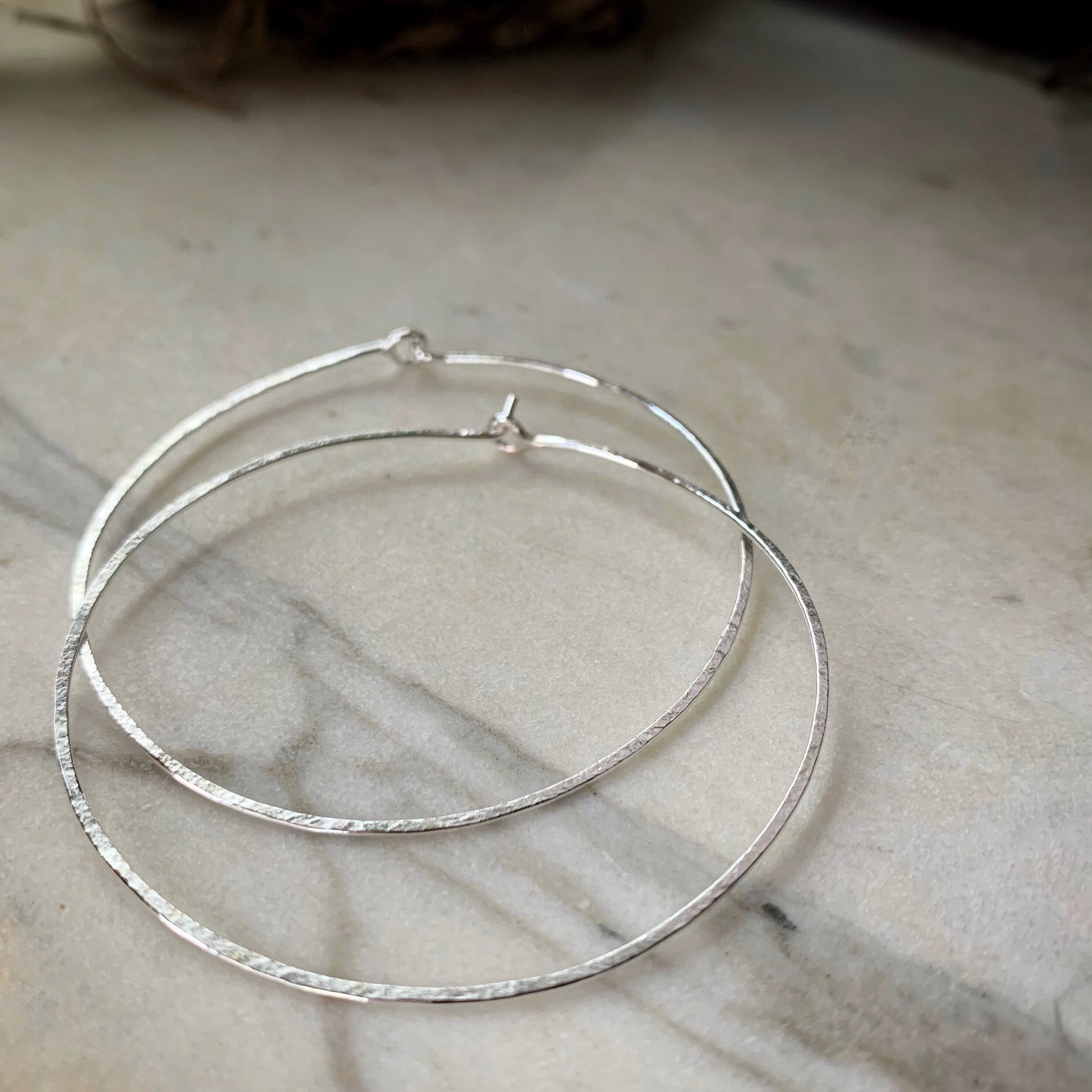 extra large silver hammered hoop earrings 