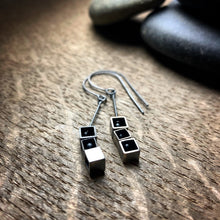 Load image into Gallery viewer, Sterling silver geometric square kinetic earrings
