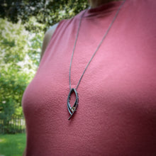 Load image into Gallery viewer, Oxidized silver and 18k yellow gold riveted modern pendant
