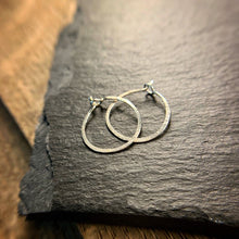 Load image into Gallery viewer, Tiny sterling silver hammered hoops
