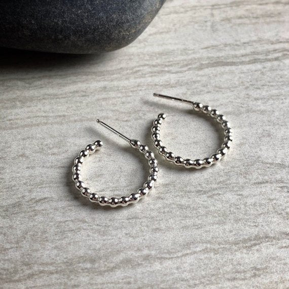 Sterling silver dot hoops