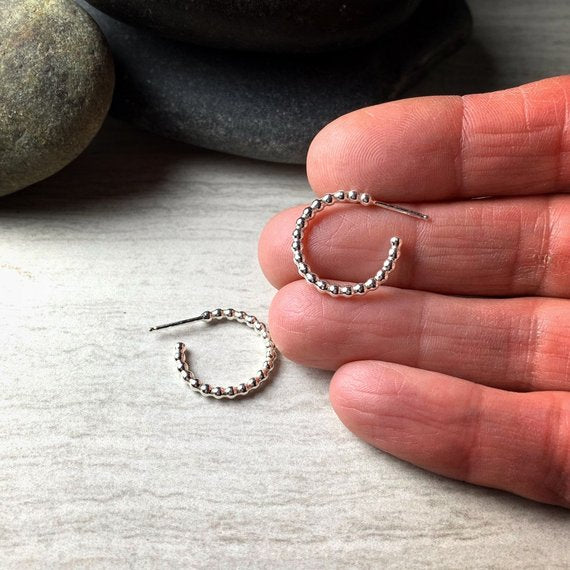 Sterling silver dot hoops