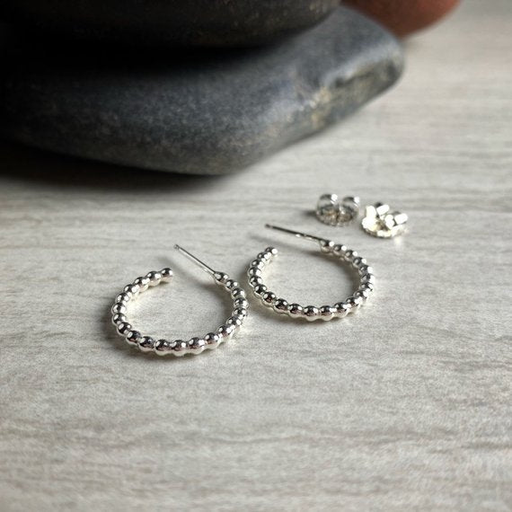 Sterling silver dot hoops